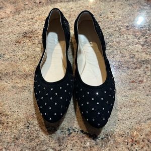 stuart weitzman bling ballet flats black size 8.5